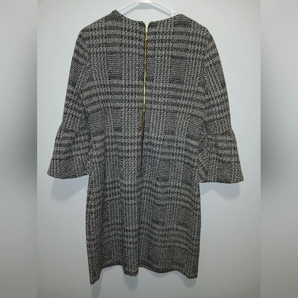 Calvin Klein women's size 10 tweed bell sleeve midi dress black white pl… - Picture 5 of 7